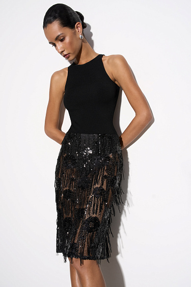 Midi skirt with sequins - BRUSNIKA Women Clothes