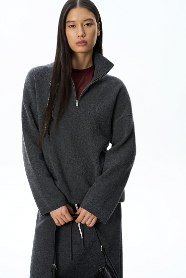 Jumper with a stand collar and a zippe - BRUSNIKA Women Clothes