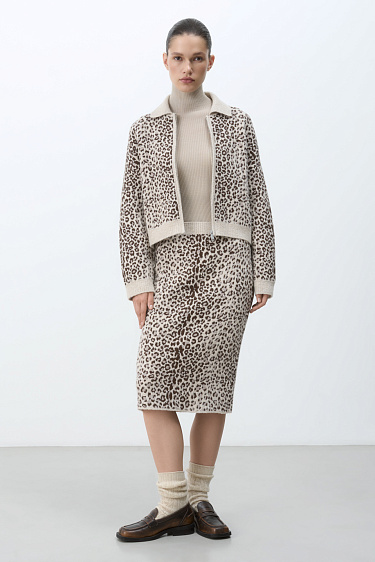Midi skirt with animal print - BRUSNIKA Women Clothes
