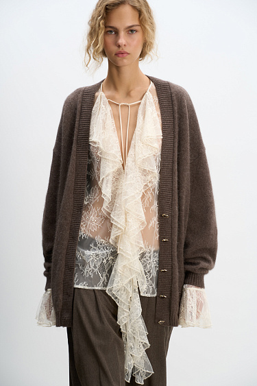 Long fox down cardigan - BRUSNIKA Women Clothes