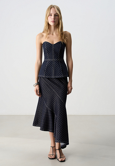 Printed Denim Skirt - BRUSNIKA Women Clothes