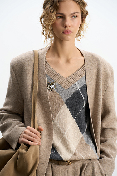 Cashmere jacket without lapels - BRUSNIKA Women Clothes