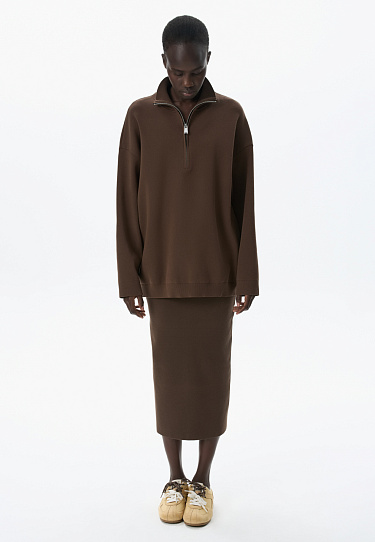 Knitted skirt with back slit - BRUSNIKA Women Clothes