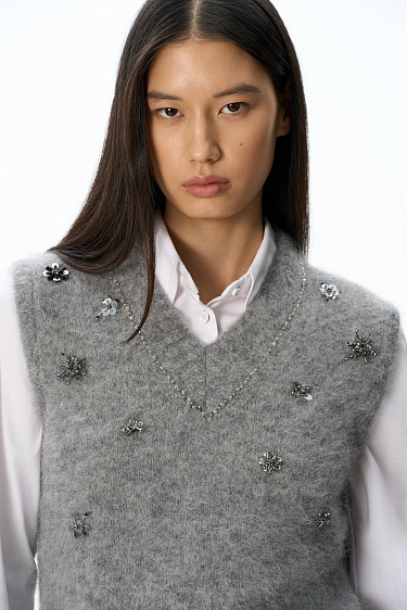 alpaca wool vest with sequins - BRUSNIKA Women Clothes