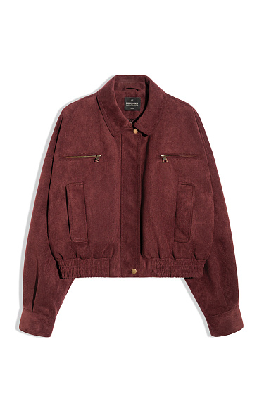 Suede bomber jacket with a turn-down collar - BRUSNIKA Women Clothes