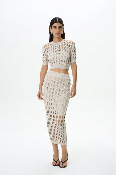 Large openwork weave pencil skirt - BRUSNIKA Women Clothes