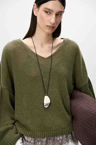 100% linen V-neck jumper - BRUSNIKA Women Clothes