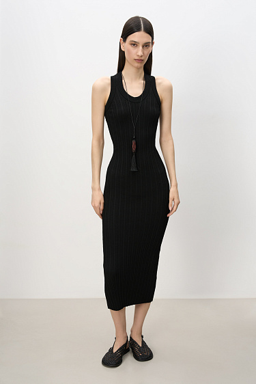 Viscose Midi Knitted Dress - BRUSNIKA Women Clothes