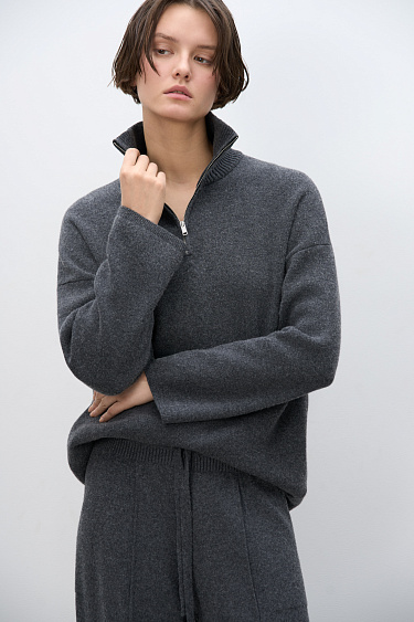 Jumper with a stand collar and a zippe - BRUSNIKA Women Clothes