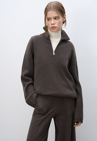 Jumper with a stand collar and a zippe - BRUSNIKA Women Clothes