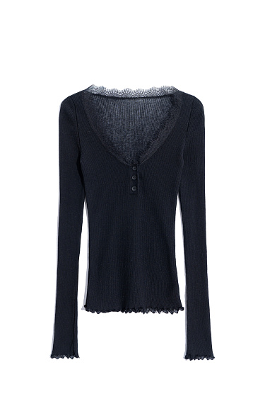 Cotton longsleeve with lace - BRUSNIKA Women Clothes