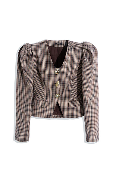 Checkered jacket with accent buttons - BRUSNIKA Women Clothes
