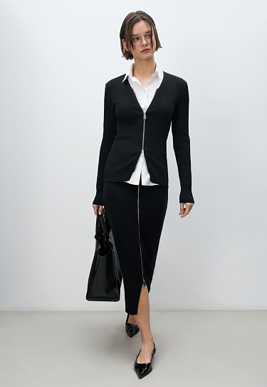 Midi skirt with front zipper - BRUSNIKA Women Clothes