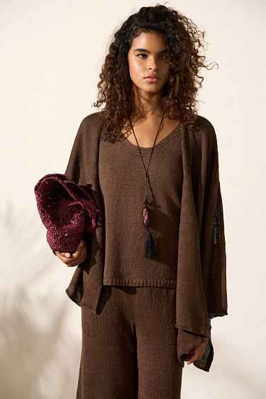 Loose 100% linen cardigan - BRUSNIKA Women Clothes