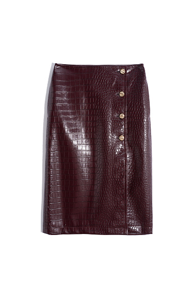 faux leather skirt with large buttons - BRUSNIKA Women Clothes