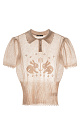 Viscose polo with openwork pattern - BRUSNIKA. Women clothes