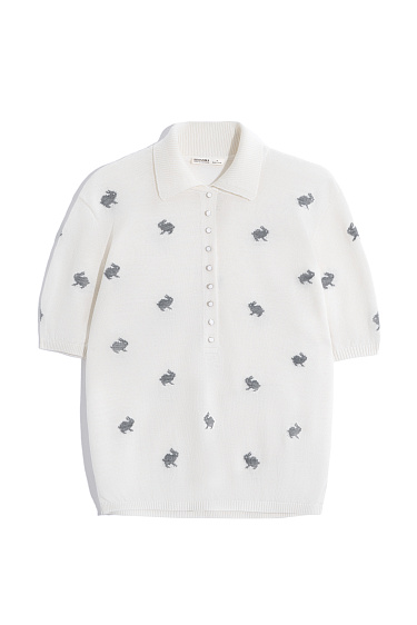 Animal Print Polo Shirt - BRUSNIKA Women Clothes