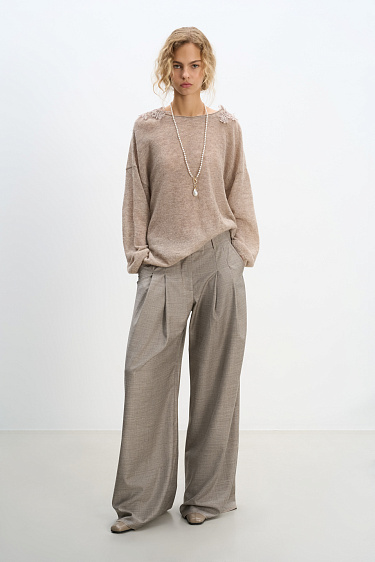 Merino wool jumper with lace - BRUSNIKA Women Clothes