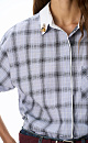 Plaid shirt with decorative buttons - BRUSNIKA. Women clothes