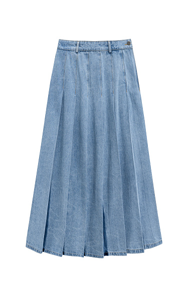 Pleated Denim Skirt - BRUSNIKA Women Clothes