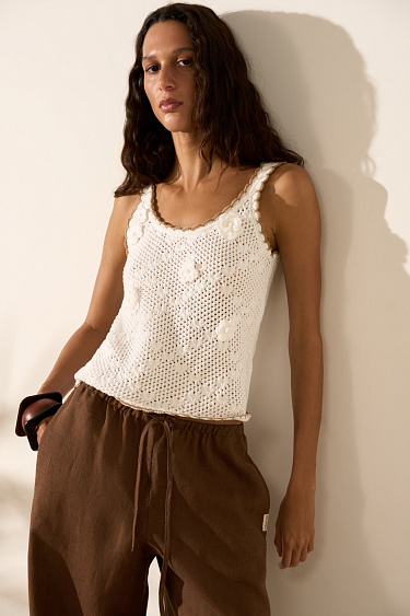 Fishnet top with flowers - BRUSNIKA Women Clothes