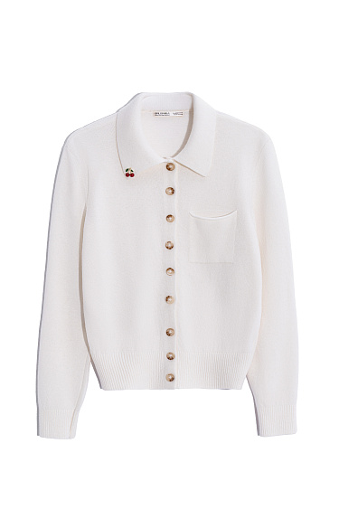 cashmere cardigan with a polo collar - BRUSNIKA Women Clothes