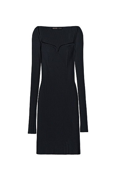 Mini dress with a curly neckline - BRUSNIKA Women Clothes