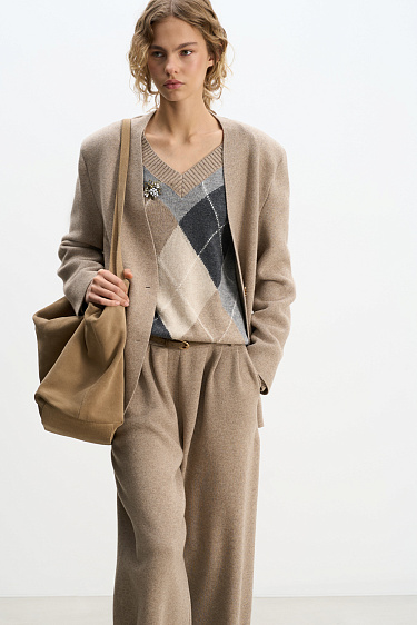 Cashmere jumper with an Argyle pattern - BRUSNIKA Women Clothes