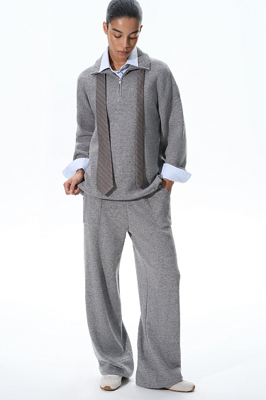 Jumper with a stand collar and a zippe - BRUSNIKA Women Clothes