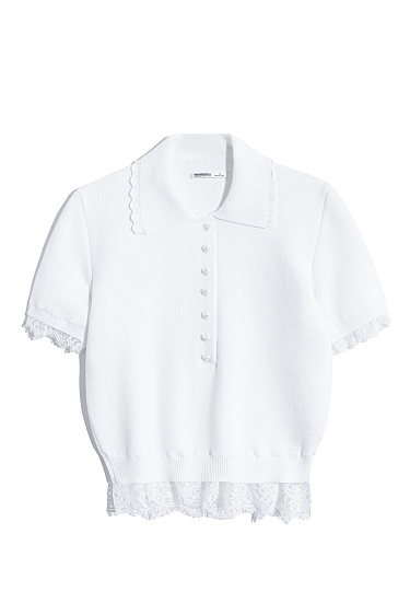 100% cotton polo with lace - BRUSNIKA Women Clothes