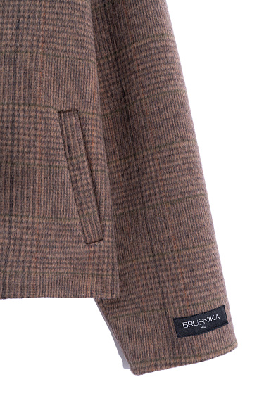 Plaid Stand Collar Jacke - BRUSNIKA Women Clothes
