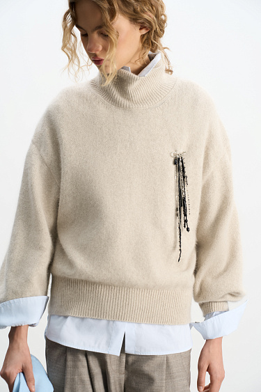 Fox-fur jumper with a high collar - BRUSNIKA Women Clothes