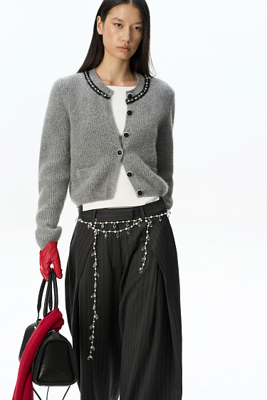 fox down cardigan with accent buttons - BRUSNIKA Women Clothes