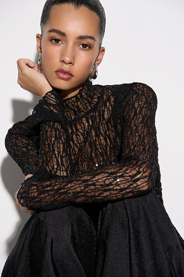 Lace top with sequins - BRUSNIKA Women Clothes