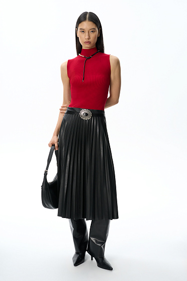 Faux leather pleated skirt - BRUSNIKA Women Clothes