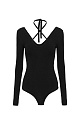 Bodysuit with cut-out and ribbon tie - BRUSNIKA. Women clothes