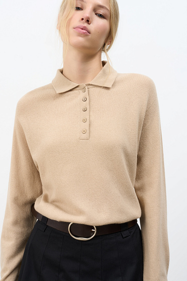 Cashmere and wool jumper with a polo collar - BRUSNIKA Women Clothes