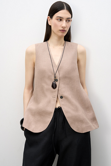 Long-sleeved vest made of 100% linen - BRUSNIKA Women Clothes