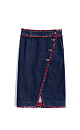 Denim midi skirt with fringe - BRUSNIKA. Women clothes
