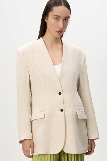 Single-breasted jacket made of 100% linen - BRUSNIKA Women Clothes