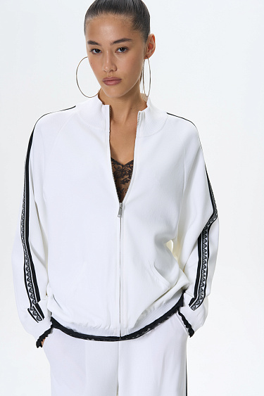 Bomber jacket with stripes and lace - BRUSNIKA Women Clothes