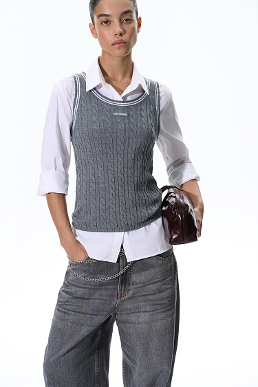 Knitted tank top with braids - BRUSNIKA Women Clothes