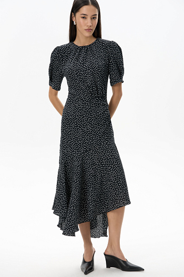 Polka dot dress with voluminous sleeves - BRUSNIKA Women Clothes