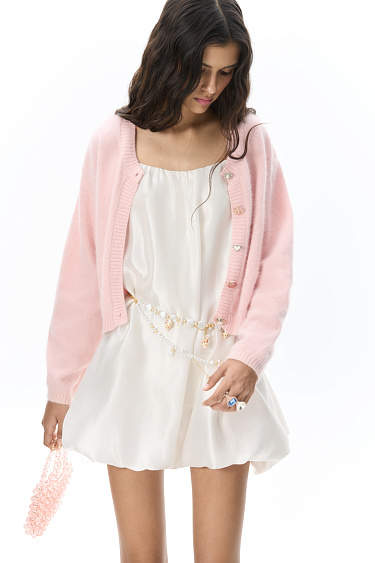 Fox-fur buttoned cardigan - BRUSNIKA Women Clothes