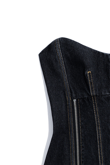 Denim corset with a zipper - BRUSNIKA Women Clothes