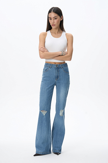 Flared jeans in the grunge style - BRUSNIKA Women Clothes