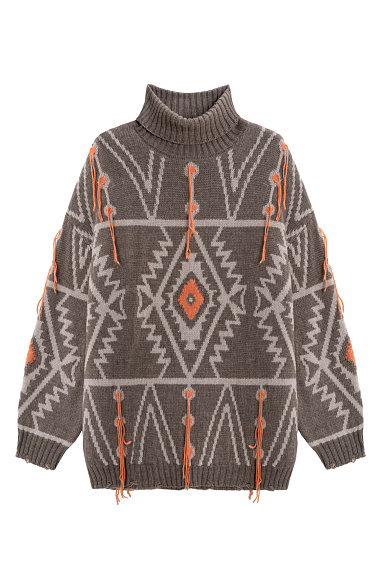 Knitted jumper with a geometric pattern - BRUSNIKA Women Clothes