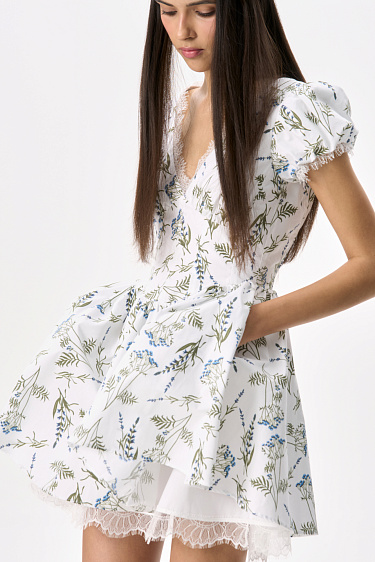 Floral Print Mini Dress - BRUSNIKA Women Clothes