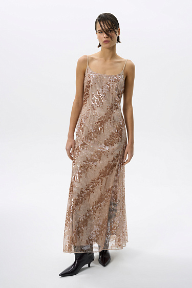 Maxi dress with sequins on the straps - BRUSNIKA Women Clothes