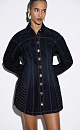 Mini denim dress with velvet effect - BRUSNIKA. Women clothes